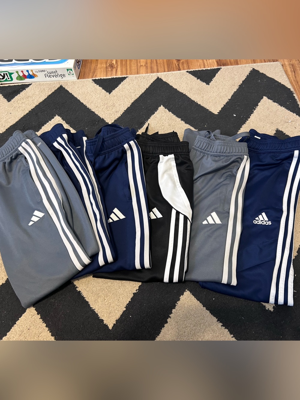 adidas Kids 3-Stripe Joggers in Navy, Gray & Black
